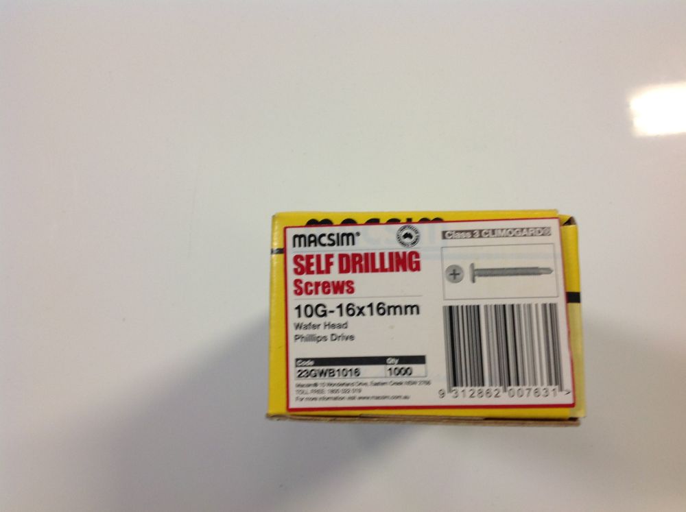 Screws 10mm x 16mm Wafer Galvanised - Box of 1000