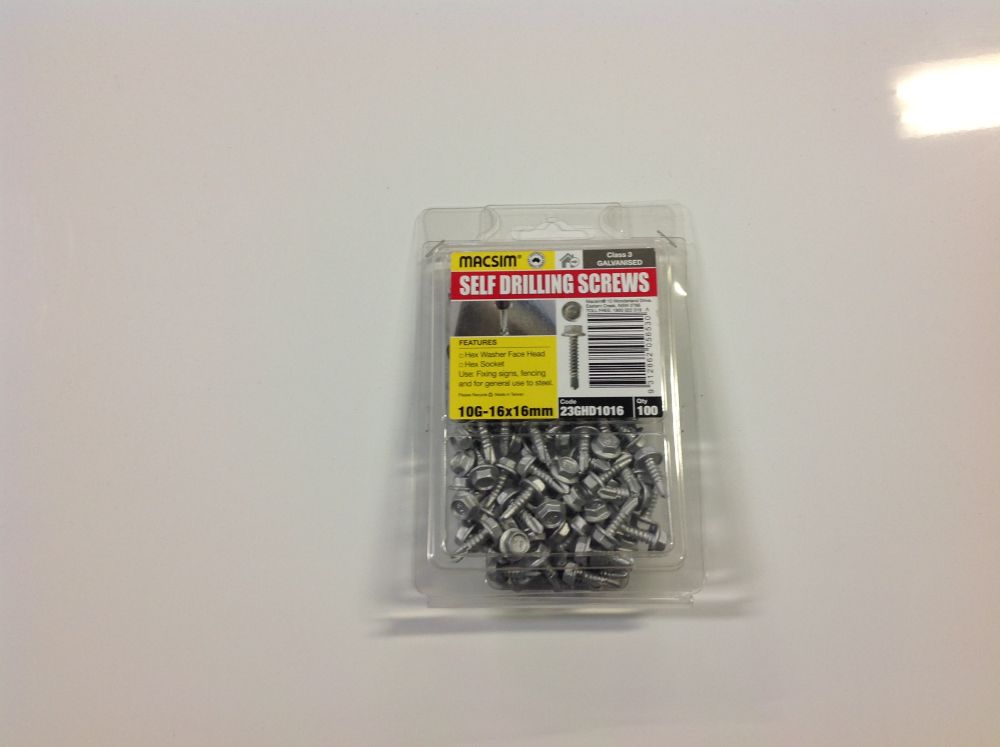 Screws 10g 16mm x 16mm Hex Head Self Drive