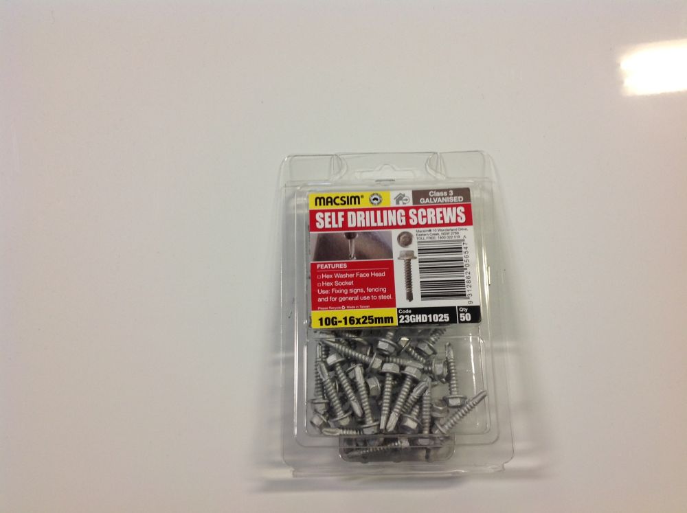 Srews 10g 16mm x 25mm Hex Head Self Drive Galvanised