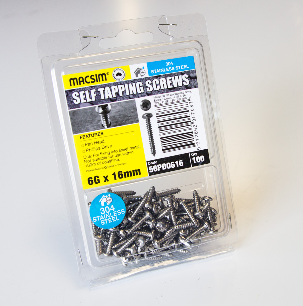 Screws Phillips Head 6mm x 16mm 304 Stainless Steel Pack 100
