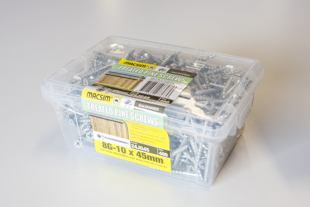 Screws Treated Pine 8g- 10mm x 45mm Galvanised Pack 400