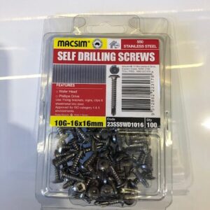 Screws 10Gauge 16x16mm Stainless Steel 550 Wafer Head - 100Pk