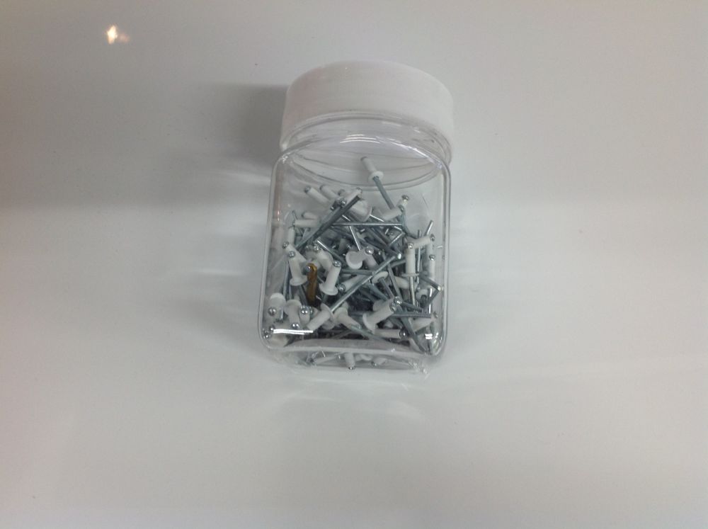 RIVETS 4-3 Alum/Steel White 3.2mm x 8.6mm - Jar 100