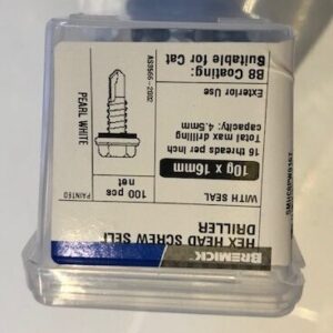 SCREW 10G 16MM HEX HEAD WHITE - 100 Pack