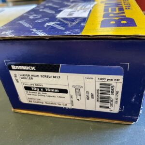 SCREW 10G X 16MM WAFER HEAD BLACK - BOX 1000