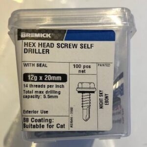 SCREW 12G X 14 X 20MM HEX HEAD BLACK - JAR 100