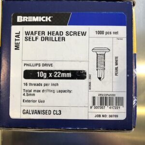 SCREW 10-16 X 22 WAFER WHITE BOX 1000