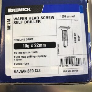 SCREW 10G-16 X 22 WAFER HEAD BLACK BOX 1000