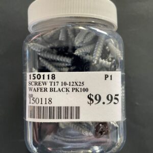 SCREW T17 10-12X25 WAFER HEAD BLACK PK100