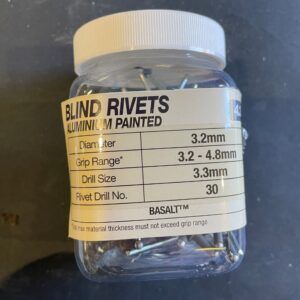 RIVET 4-3 ALUM/STEEL 3.2MM X 8.6MM JAR 100