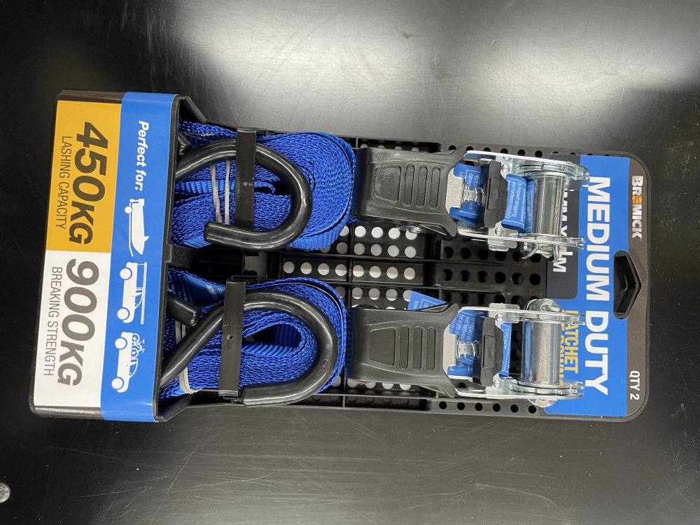 TIE DOWN RATCHET 25MM X 4M 2PK