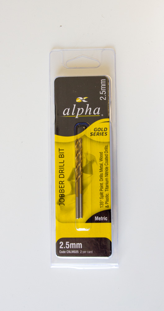 Alpha Drill Bit 2.5mm Metal 2 Pack Gold Series