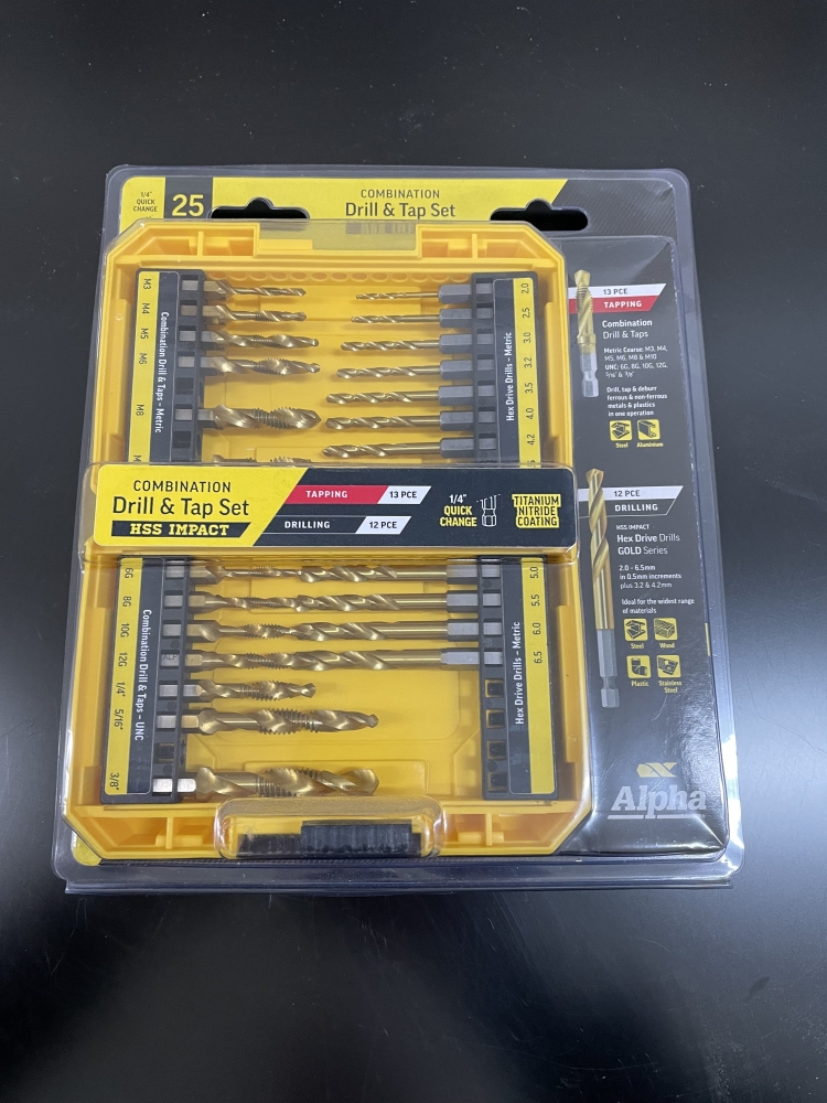 Alpha Combination Drill & Tap Set HSS Impact - 25 Pieces