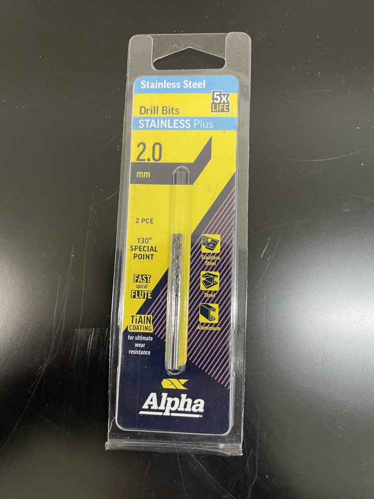 ALPHA DRILL BIT STAINLESS PLUS 2,5MM 2 PK