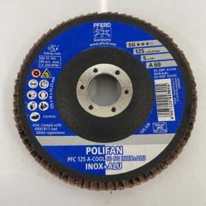 POLIFAN FLAP DISC 125M X 5 X 60SG INOX+ALUMINIUM