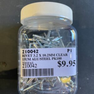 Rivet 3.2 x 10.2mm Clear Anodised Alu/Steel - 100 Pack