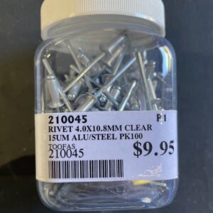 Rivet 4.0 x 10.8mm Clear Anodised Alu/Steel - 100 Pack