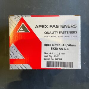 Rivets 4mm x 10.8mm All Aluminium - Box of 1000