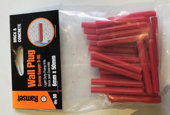 Wall Plug Red 6mm x 50mm - 50 Pack