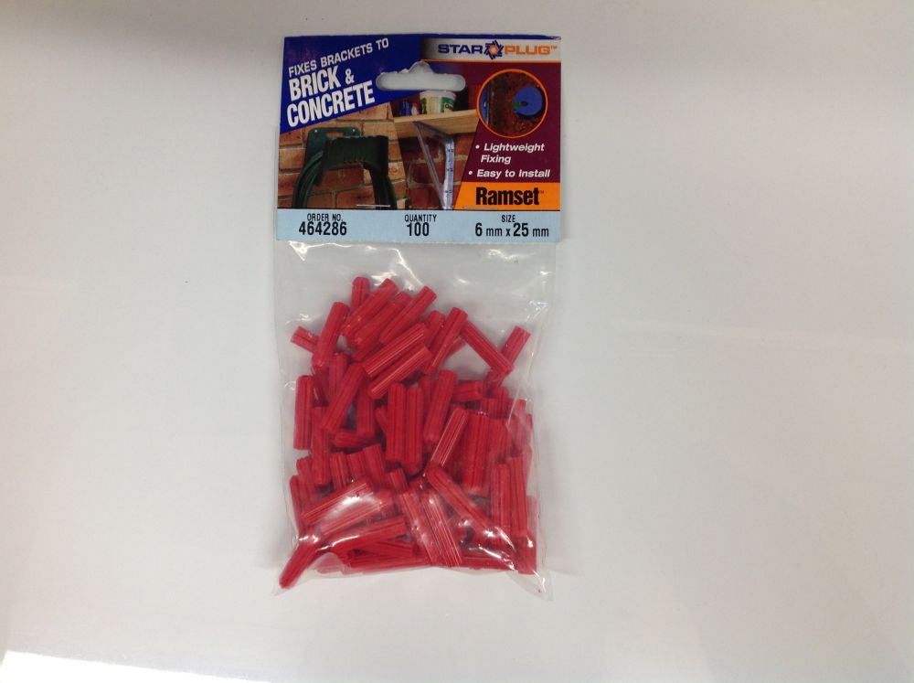 Wall Plug Red 6mm x 25mm Pack 100