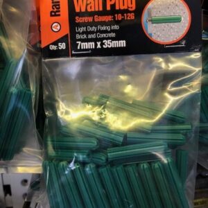 Wall Plug Green 7mm x 35mm - 50 Pack