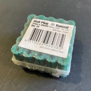 Wall Plug Green 7 x 25mm frame of 25pc