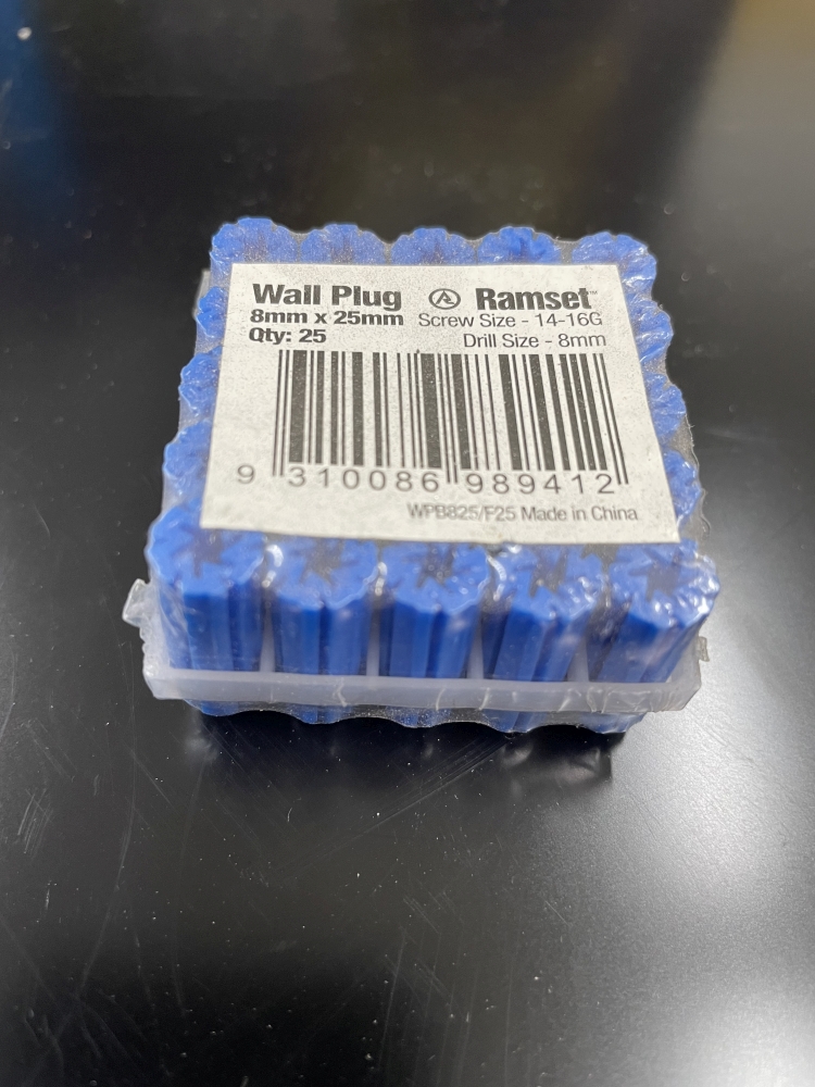 Wall Plug Blue 8 x 25mm frame 25pc box 30pc