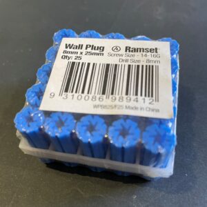 Wall Plug Blue 8 x 25mm 25 Plugs per Frame