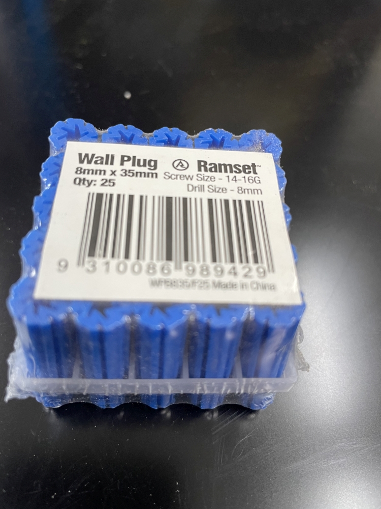 Wallplug Blue 8mm X 35mm Frame Of 25