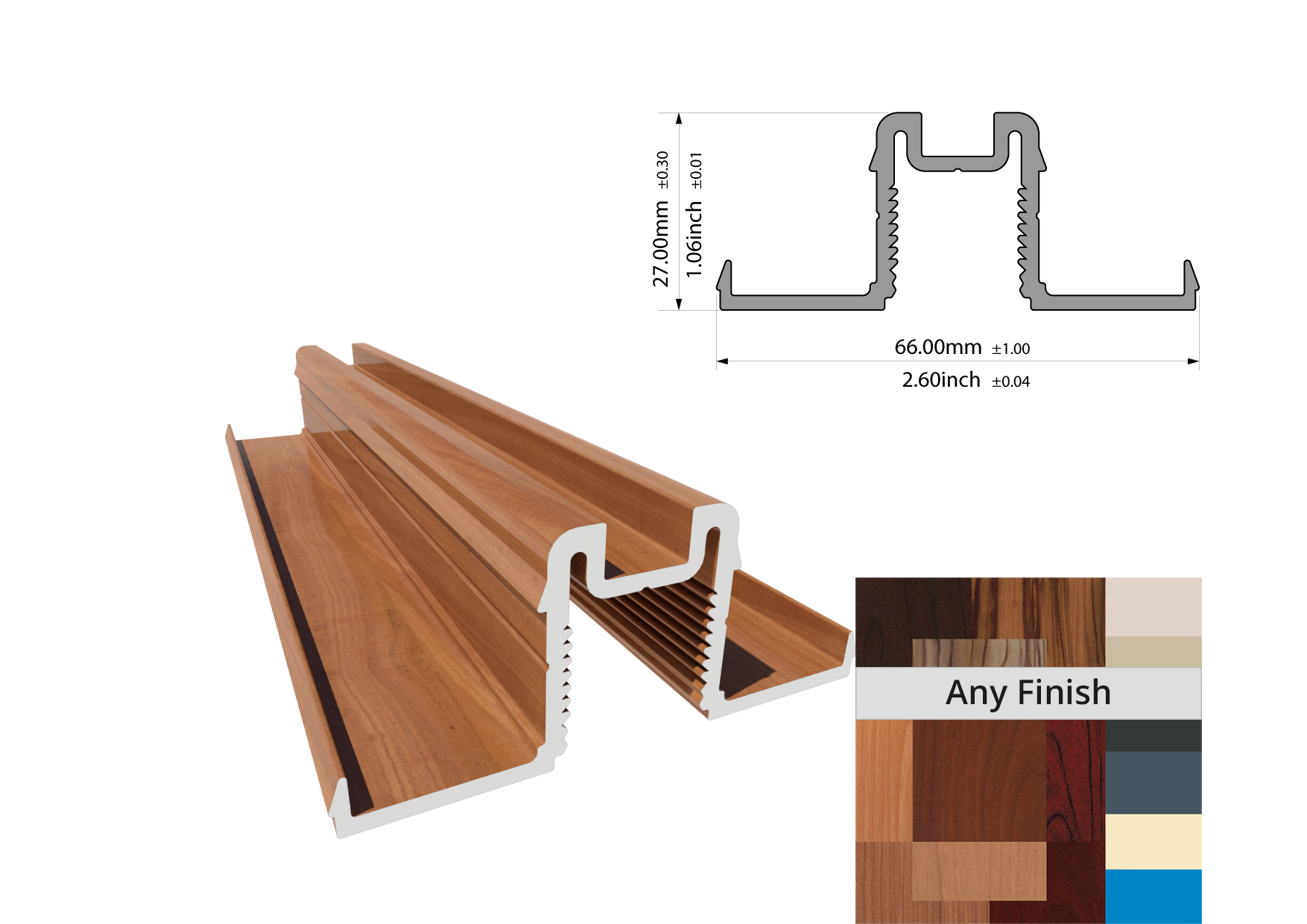 Knotwood Handrail Base 75mm x 5.65mtr Rectangle