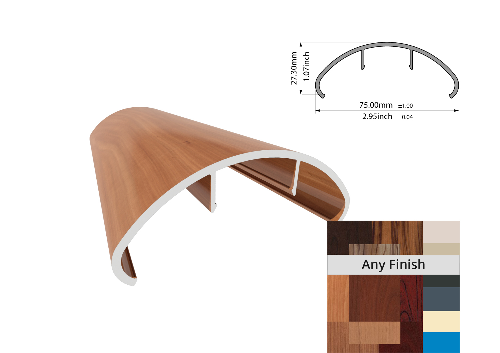 Knotwood Handrail Oval 75mm x 5.65mtr